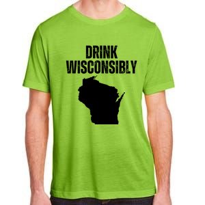 Funny Wisconsin State Map Drinking Trip Drink Wisconsibly Adult ChromaSoft Performance T-Shirt