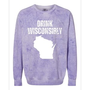 Funny Wisconsin State Map Drinking Trip Drink Wisconsibly Colorblast Crewneck Sweatshirt