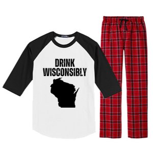 Funny Wisconsin State Map Drinking Trip Drink Wisconsibly Raglan Sleeve Pajama Set