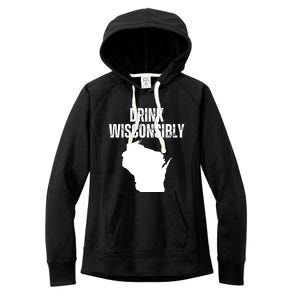 Funny Wisconsin State Map Drinking Trip Drink Wisconsibly Women's Fleece Hoodie