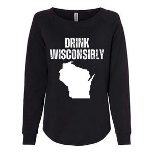 Funny Wisconsin State Map Drinking Trip Drink Wisconsibly Womens California Wash Sweatshirt