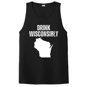 Funny Wisconsin State Map Drinking Trip Drink Wisconsibly PosiCharge Competitor Tank