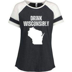 Funny Wisconsin State Map Drinking Trip Drink Wisconsibly Enza Ladies Jersey Colorblock Tee