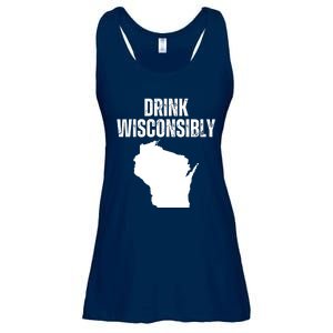 Funny Wisconsin State Map Drinking Trip Drink Wisconsibly Ladies Essential Flowy Tank