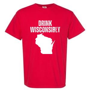 Funny Wisconsin State Map Drinking Trip Drink Wisconsibly Garment-Dyed Heavyweight T-Shirt