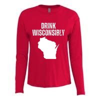 Funny Wisconsin State Map Drinking Trip Drink Wisconsibly Womens Cotton Relaxed Long Sleeve T-Shirt