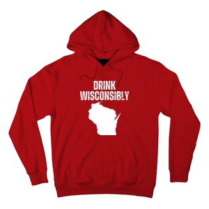 Funny Wisconsin State Map Drinking Trip Drink Wisconsibly Hoodie