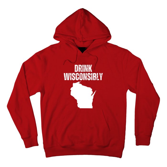 Funny Wisconsin State Map Drinking Trip Drink Wisconsibly Hoodie