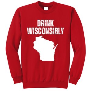 Funny Wisconsin State Map Drinking Trip Drink Wisconsibly Sweatshirt