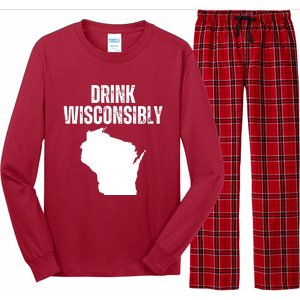 Funny Wisconsin State Map Drinking Trip Drink Wisconsibly Long Sleeve Pajama Set