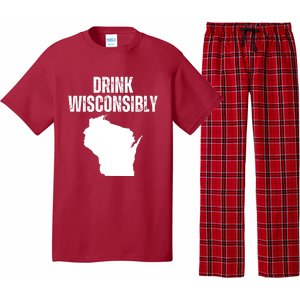 Funny Wisconsin State Map Drinking Trip Drink Wisconsibly Pajama Set