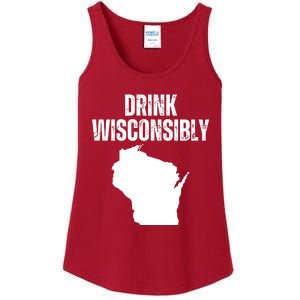 Funny Wisconsin State Map Drinking Trip Drink Wisconsibly Ladies Essential Tank