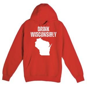 Funny Wisconsin State Map Drinking Trip Drink Wisconsibly Premium Pullover Hoodie