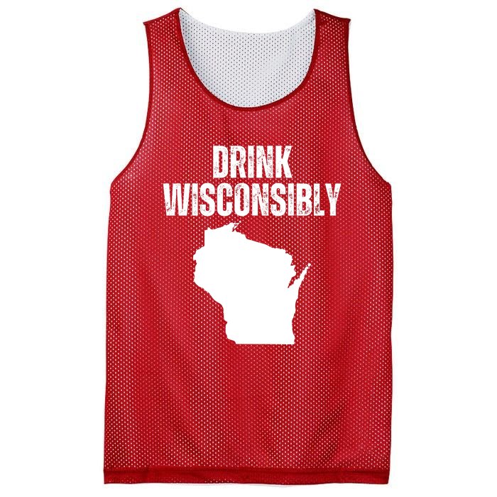 Funny Wisconsin State Map Drinking Trip Drink Wisconsibly Mesh Reversible Basketball Jersey Tank