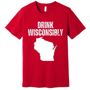 Funny Wisconsin State Map Drinking Trip Drink Wisconsibly Premium T-Shirt