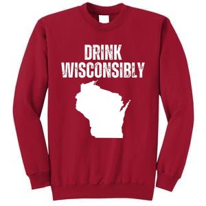 Funny Wisconsin State Map Drinking Trip Drink Wisconsibly Tall Sweatshirt