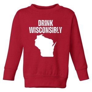 Funny Wisconsin State Map Drinking Trip Drink Wisconsibly Toddler Sweatshirt