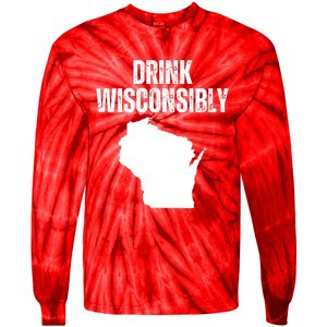 Funny Wisconsin State Map Drinking Trip Drink Wisconsibly Tie-Dye Long Sleeve Shirt