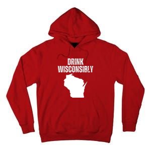 Funny Wisconsin State Map Drinking Trip Drink Wisconsibly Tall Hoodie