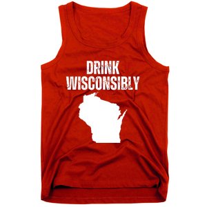 Funny Wisconsin State Map Drinking Trip Drink Wisconsibly Tank Top