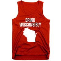 Funny Wisconsin State Map Drinking Trip Drink Wisconsibly Tank Top