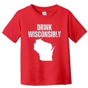 Funny Wisconsin State Map Drinking Trip Drink Wisconsibly Toddler T-Shirt