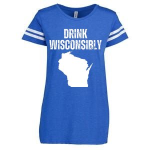 Funny Wisconsin State Map Drinking Trip Drink Wisconsibly Enza Ladies Jersey Football T-Shirt