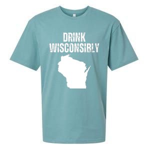 Funny Wisconsin State Map Drinking Trip Drink Wisconsibly Sueded Cloud Jersey T-Shirt