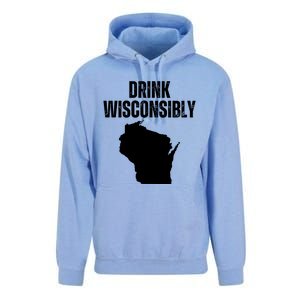 Funny Wisconsin State Map Drinking Trip Drink Wisconsibly Unisex Surf Hoodie