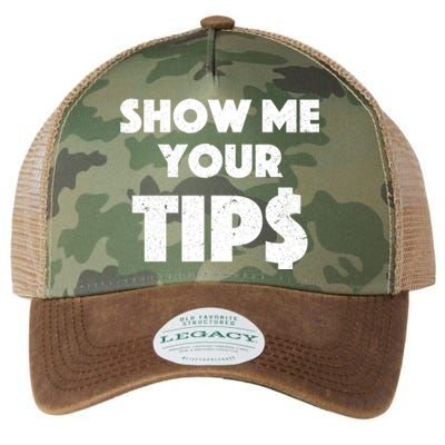 Funny Waitress Show Me Your Tips Puns Gift Legacy Tie Dye Trucker Hat