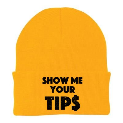 Funny Waitress Show Me Your Tips Puns Gift Knit Cap Winter Beanie