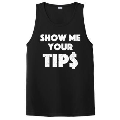 Funny Waitress Show Me Your Tips Puns Gift PosiCharge Competitor Tank