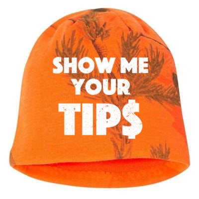 Funny Waitress Show Me Your Tips Puns Gift Kati - Camo Knit Beanie