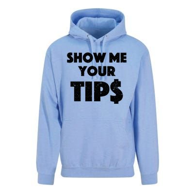 Funny Waitress Show Me Your Tips Puns Gift Unisex Surf Hoodie