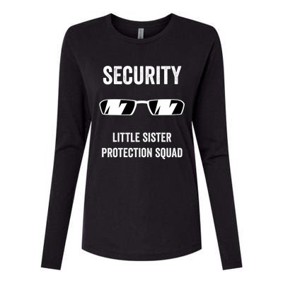 Funny Wedding Security Little Sister Protection Squad Womens Cotton Relaxed Long Sleeve T-Shirt