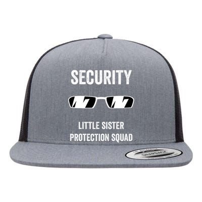 Funny Wedding Security Little Sister Protection Squad Flat Bill Trucker Hat