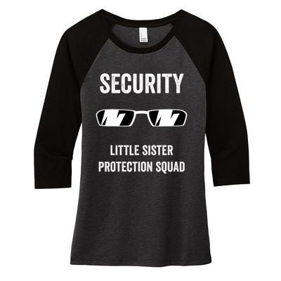 Funny Wedding Security Little Sister Protection Squad Women's Tri-Blend 3/4-Sleeve Raglan Shirt