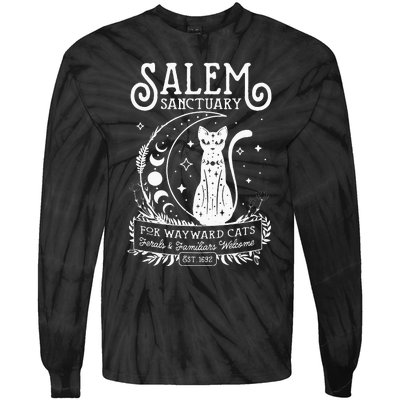 Funny Witch Salem Home For Wayward Black Cats 1692 Halloween Tie-Dye Long Sleeve Shirt