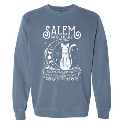 Funny Witch Salem Home For Wayward Black Cats 1692 Halloween Garment-Dyed Sweatshirt