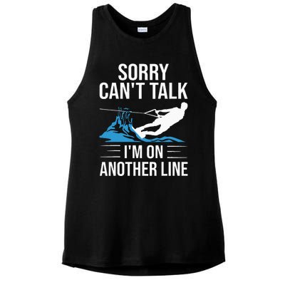 Funny Water Ski Designs For Women Water Skier Athletes Ladies PosiCharge Tri-Blend Wicking Tank