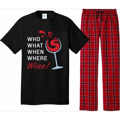 Funny Wine Shirts Sayings Who What When Where Wine Pajama Set