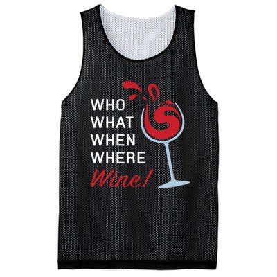 Funny Wine Shirts Sayings Who What When Where Wine Mesh Reversible Basketball Jersey Tank