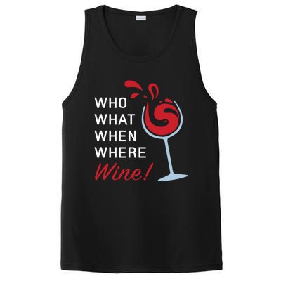 Funny Wine Shirts Sayings Who What When Where Wine PosiCharge Competitor Tank