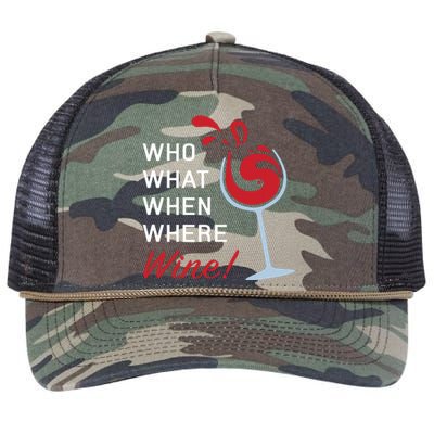 Funny Wine Shirts Sayings Who What When Where Wine Retro Rope Trucker Hat Cap