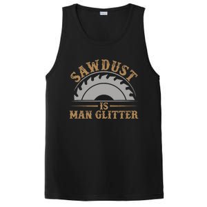 Funny Woodworking Sawdust Glitter Graphic For Carpenter PosiCharge Competitor Tank