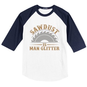 Funny Woodworking Sawdust Glitter Graphic For Carpenter Baseball Sleeve Shirt