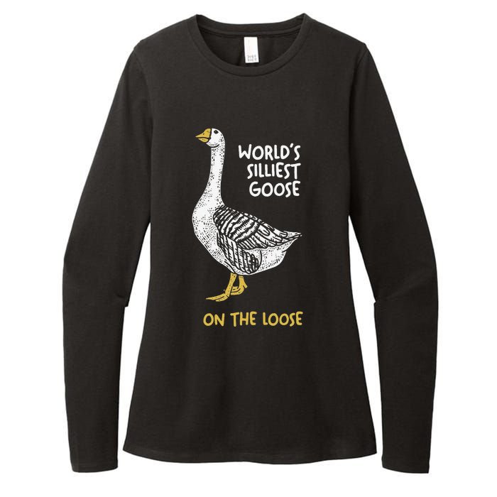 Funny WorldS Silliest Goose On The Loose Womens CVC Long Sleeve Shirt