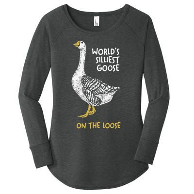 Funny WorldS Silliest Goose On The Loose Women's Perfect Tri Tunic Long Sleeve Shirt