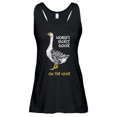 Funny WorldS Silliest Goose On The Loose Ladies Essential Flowy Tank