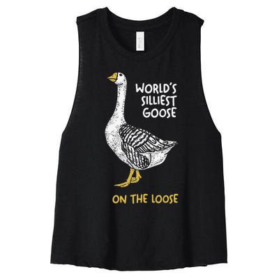 Funny WorldS Silliest Goose On The Loose Women's Racerback Cropped Tank